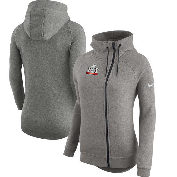 Super Bowl LI Nike Women's Rally Cape Full-Zip Hoodie - Heathered Gray